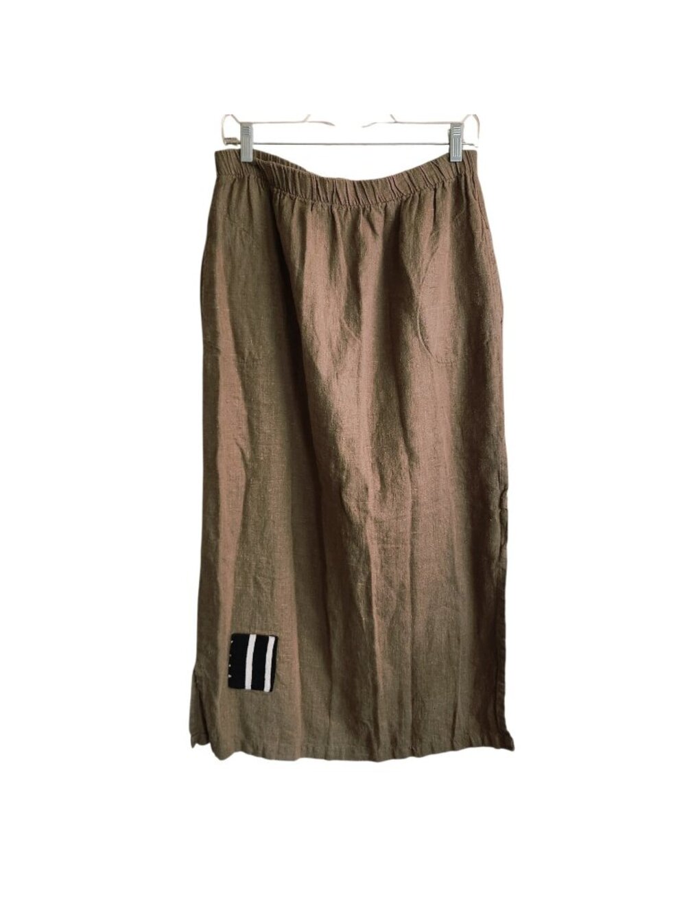 Long Linen Green Hippie Skirt Size XL With Pockets Joy Burton Tribe Skirt